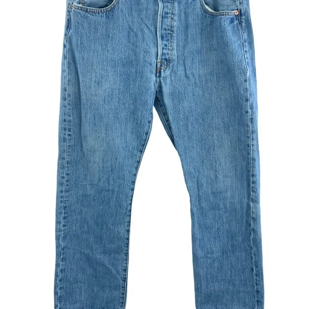 Levis 501 Jeans Men 36 / 30 Original Fit Straight Button Fly Cotton Denim Blue